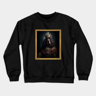 Noble Black & Brown Basset Hound - Medieval King (Framed) Crewneck Sweatshirt